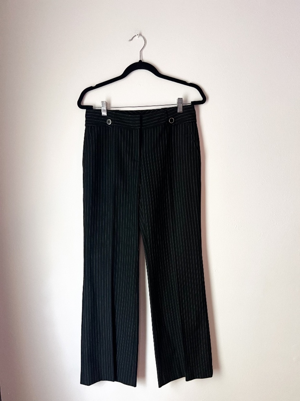 Alfani Black Pinstripe Dress Pants Size 4 Straight Leg Career Office Trousers